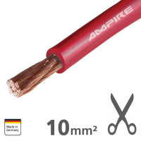 Kabel zasilający AMPIRE czerwony 10mm², miedziany,...